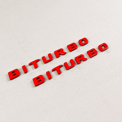 Mercedes S E C G GT Brabus Biturbo Red Metal Emblem Logo Badges Set