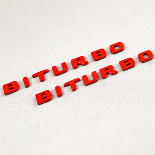 Mercedes S E C G GT Brabus Biturbo Red Metal Emblem Logo Badges Set