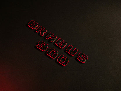 Brabus 900 Red Metal with Carbon Badges Emblems Set for Mercedes-Benz W463 W463A W464