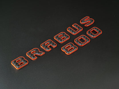 Brabus 800 Orange Metal with Carbon Badges Emblems Set for Mercedes-Benz W463 W463A W464