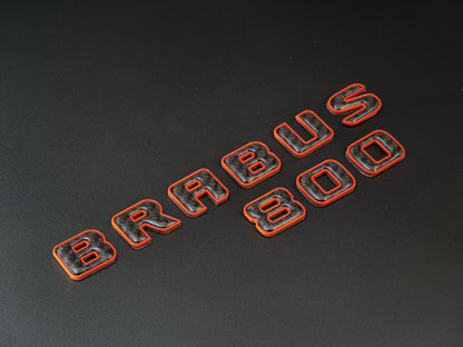 Brabus 800 Orange Metal with Carbon Badges Emblems Set for Mercedes-Benz W463 W463A W464