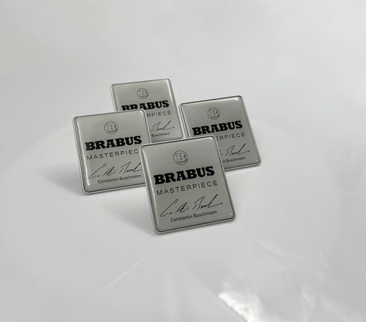 Mercedes Brabus Masterpiece Metal Silver Seat Emblems Badges Logo Set