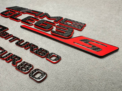 AMG GLE 63S V8 biturbo 4 MATIC+ New Style Red and Carbon Badges Emblems Set for Mercedes-Benz GLE-Class