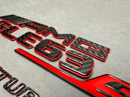 AMG GLE 63S V8 biturbo 4 MATIC+ New Style Red and Carbon Badges Emblems Set for Mercedes-Benz GLE-Class