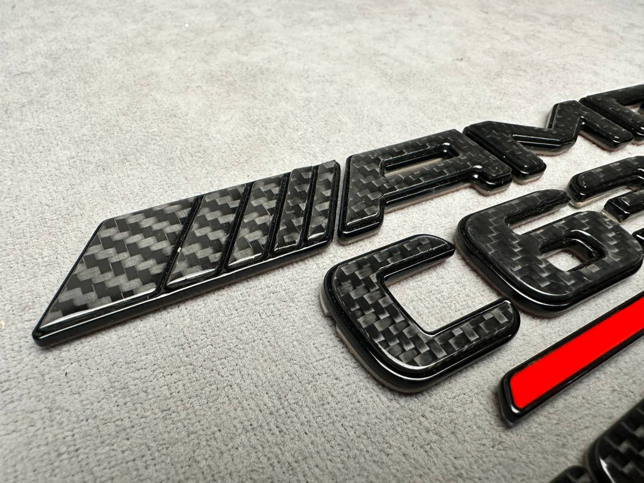 AMG С63S V8 biturbo 2026 Style Red and Carbon Badges Emblems Set for Mercedes-Benz C-Class