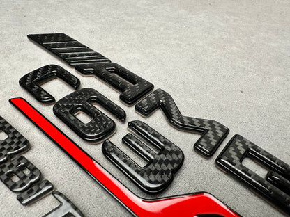 AMG С63S V8 biturbo 2026 Style Red and Carbon Badges Emblems Set for Mercedes-Benz C-Class