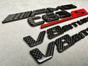 AMG С63S V8 biturbo 2026 Style Red and Carbon Badges Emblems Set for Mercedes-Benz C-Class