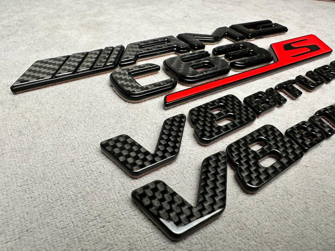 AMG C63S V8 Biturbo 2026 Carbon Badges Emblems Set for Mercedes-Benz C-Class