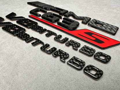 AMG С63S V8 biturbo 2026 Style Red and Carbon Badges Emblems Set for Mercedes-Benz C-Class