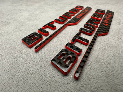 Biturbo 4 MATIC+ 2026 Style Emblems Black Carbon with Red Metal Badge for Mercedes-Benz Cars