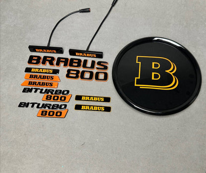 Brabus 800 Style Emblems Orange Badge LED Set for Mercedes-Benz Cars G Wagon W463A W465