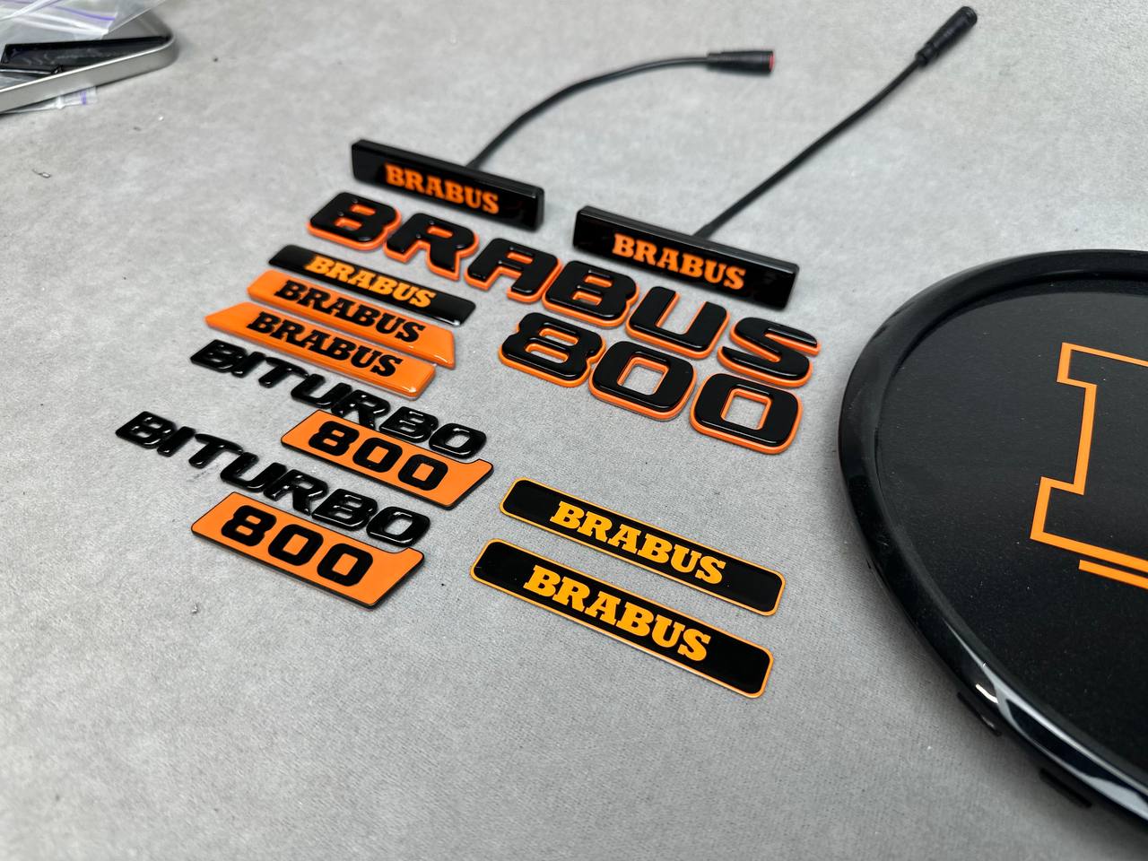 Brabus 800 Style Emblems Orange Badge LED Set for Mercedes-Benz Cars G Wagon W463A W465