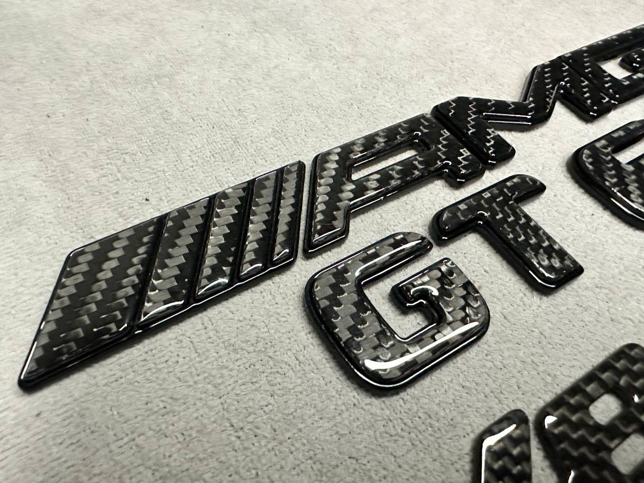 AMG GT 63 V8 Biturbo New Style Black Metal with Carbon Badges Emblems Set for GT