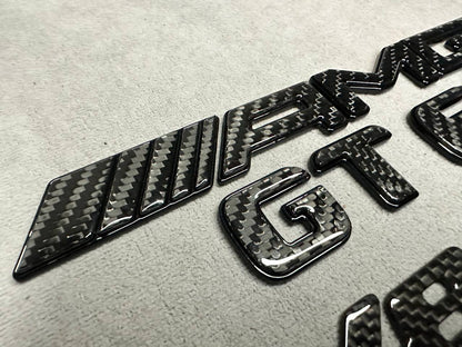 AMG GT 63 V8 Biturbo New Style Black Metal with Carbon Badges Emblems Set for GT