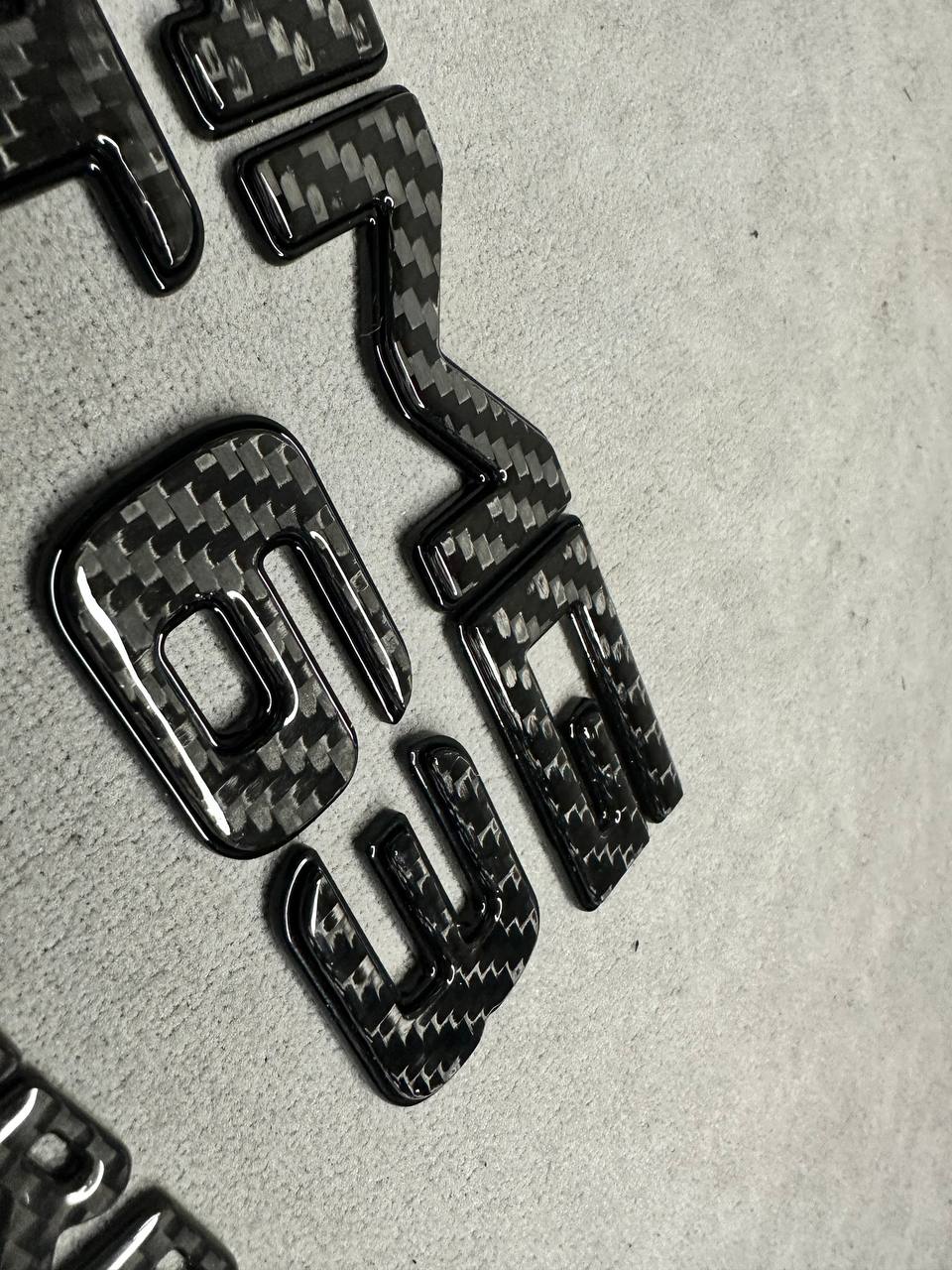 AMG GT 63 V8 Biturbo New Style Black Metal with Carbon Badges Emblems Set for GT