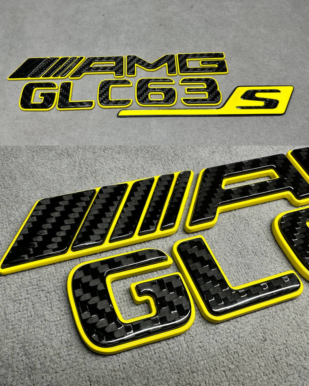 Tail Emblem AMG GLC 63 S Brabus New Style 2026 Yellow and Carbon Rear Badge