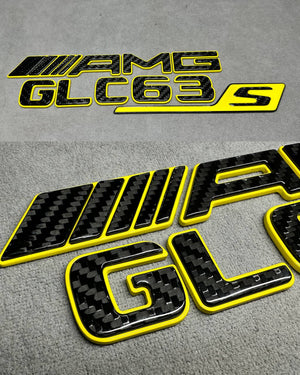 Tail Emblem AMG GLC 63 S Brabus New Style 2026 Yellow and Carbon Rear Badge