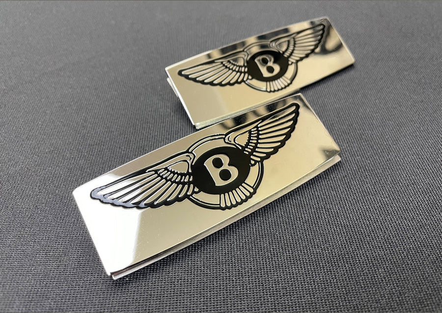 Stainless Steel Floor Mat Emblems Set Metal Badges Logo for Bentley Cars 2 pcs