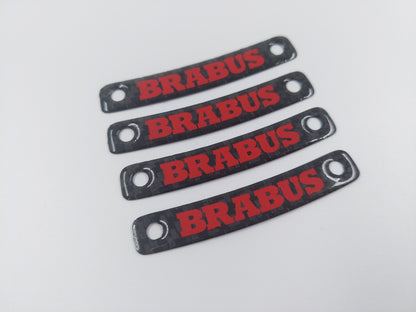 Red Brabus Carbon Rim Badges Emblems Set for Mercedes-Benz W463A W464