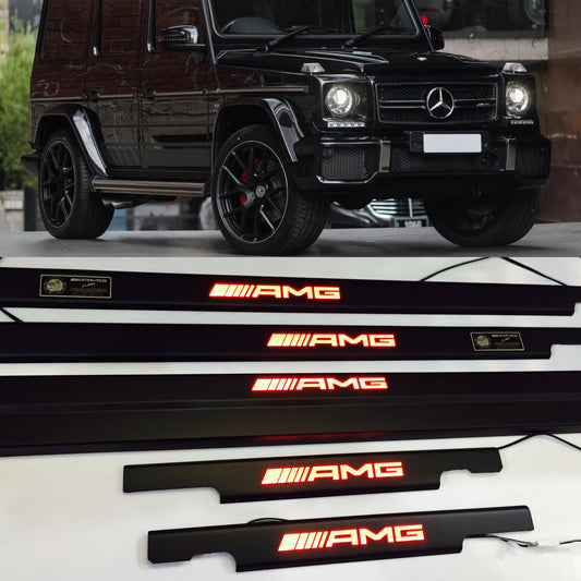 AMG Style Matte Black Stainless Steel LED Door Sills for W463 G-Class Set 5 pcs G Wagon