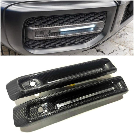 AMG Style Carbon Fiber LED Front Bumper Attachments for Mercedes-Benz G-Class G Wagon W463A