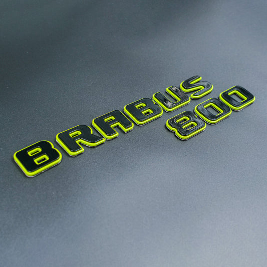 Brabus 800 Black with Lime Green Badges Emblems Set for Mercedes-Benz W463 W463A W464