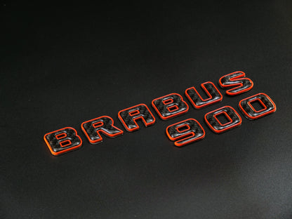 Brabus 900 Orange Metal with Carbon Badges Emblems Set for Mercedes-Benz W463 W463A W464