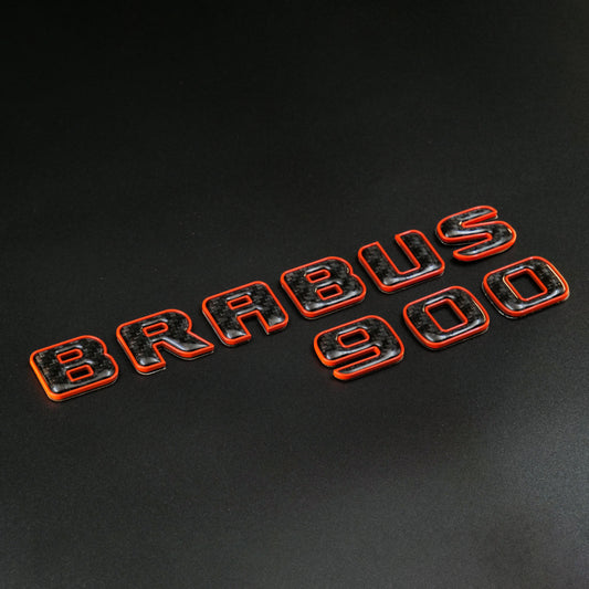 Brabus 900 Orange Metal with Carbon Badges Emblems Set for Mercedes-Benz W463 W463A W464