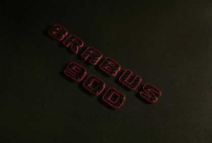 Brabus 900 Red Metal with Carbon Badges Emblems Set for Mercedes-Benz W463 W463A W464