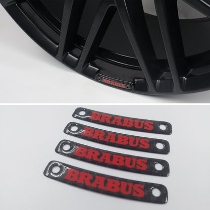 Red Brabus Carbon Rim Badges Emblems Set for Mercedes-Benz W463A W464