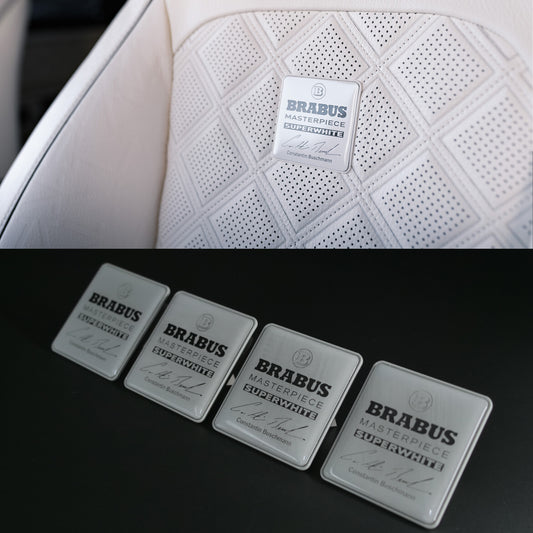 Brabus Style Superwhite Masterpiece Seat Metal Emblems Set 4 pcs Mercedes-Benz W463A G-Class G Wagon