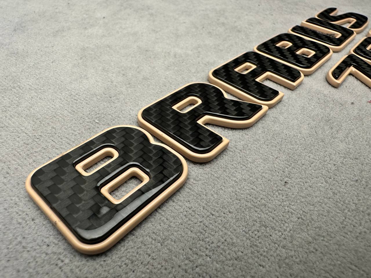 Brabus 700 Style Desert Sand Metal with Carbon Badges Emblems Set for Mercedes-Benz W463 W463A W464 W465 G Wagon