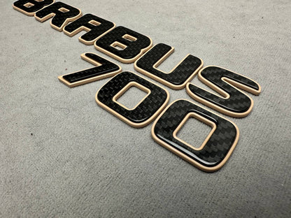 Brabus 700 Style Desert Sand Metal with Carbon Badges Emblems Set for Mercedes-Benz W463 W463A W464 W465 G Wagon