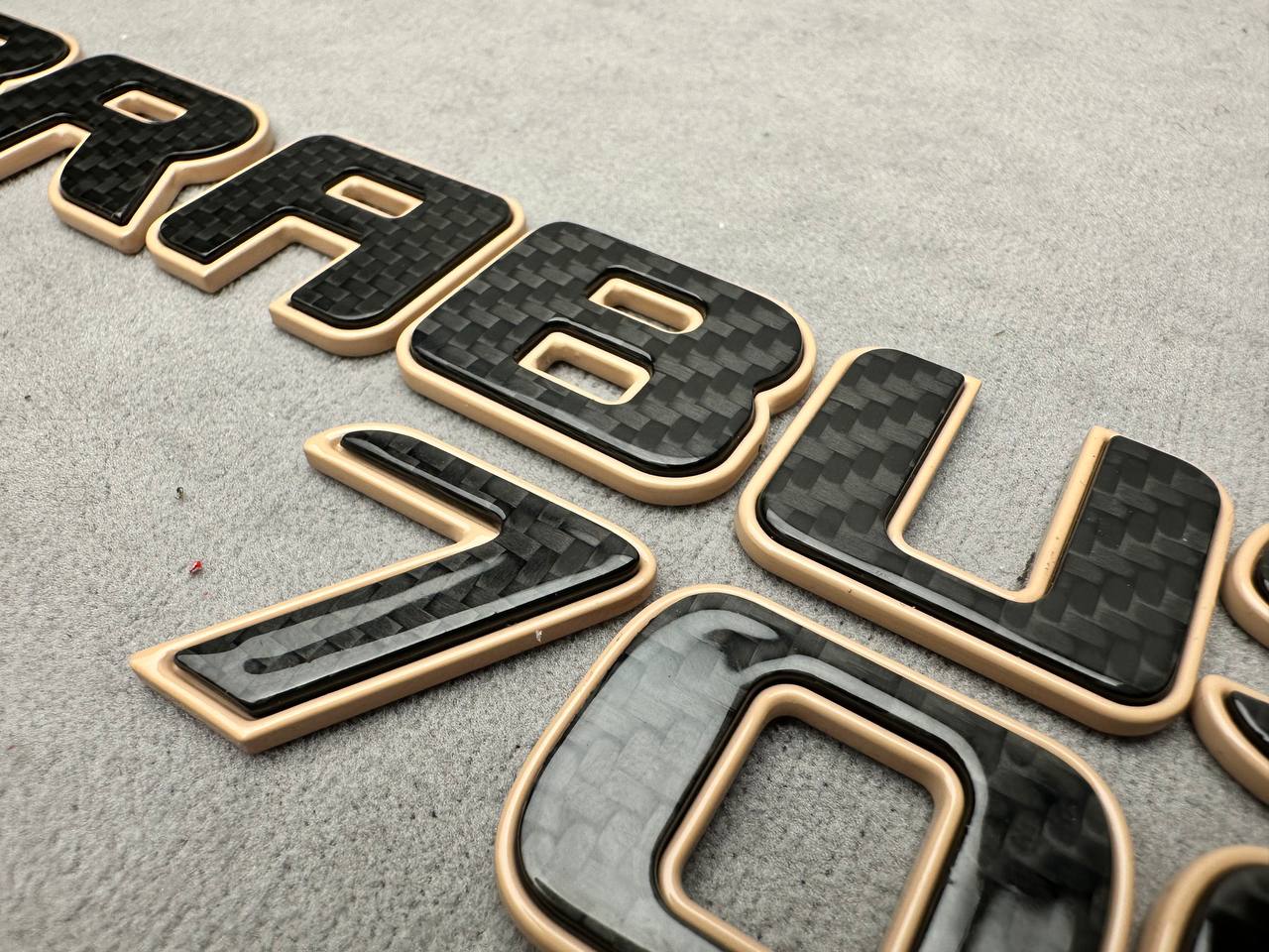 Brabus 700 Style Desert Sand Metal with Carbon Badges Emblems Set for Mercedes-Benz W463 W463A W464 W465 G Wagon