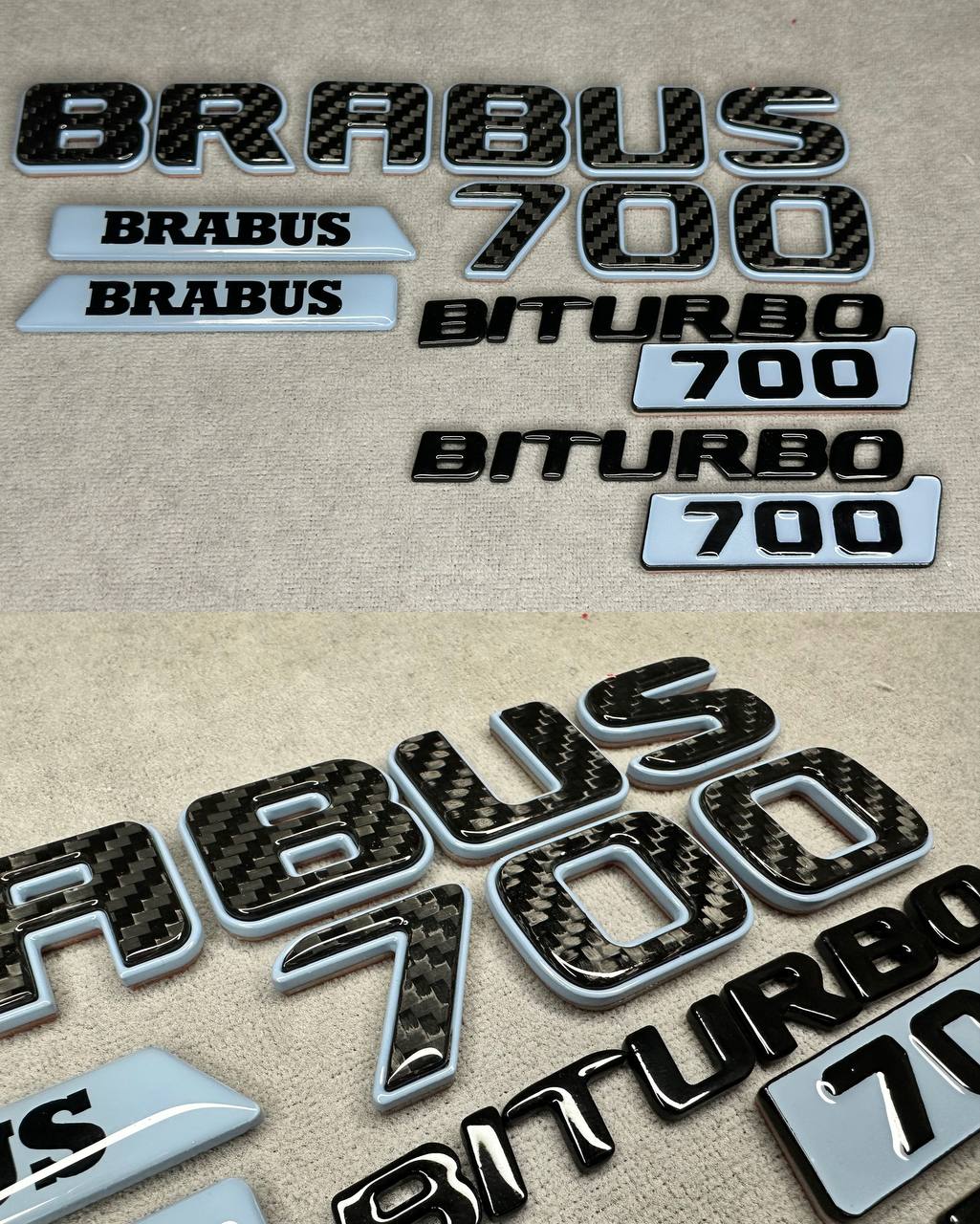 Brabus 700 Style Light Blue Metal with Carbon Badges Emblems Set for Mercedes-Benz W465 W463 W463A G Wagon