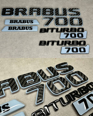 Brabus 700 Style Light Blue Metal with Carbon Badges Emblems Set for Mercedes-Benz W465 W463 W463A G Wagon