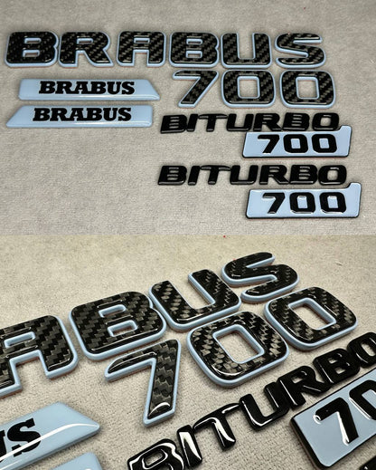 Brabus 700 Style Light Blue Metal with Carbon Badges Emblems Set for Mercedes-Benz W465 W463 W463A G Wagon