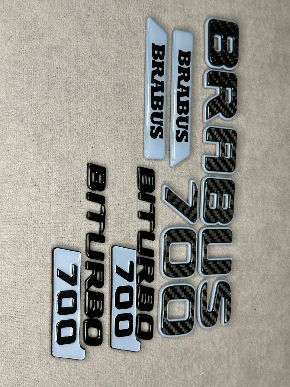 Brabus 700 Style Light Blue Metal with Carbon Badges Emblems Set for Mercedes-Benz W465 W463 W463A G Wagon