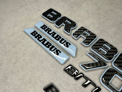 Brabus 700 Style Light Blue Metal with Carbon Badges Emblems Set for Mercedes-Benz W465 W463 W463A G Wagon
