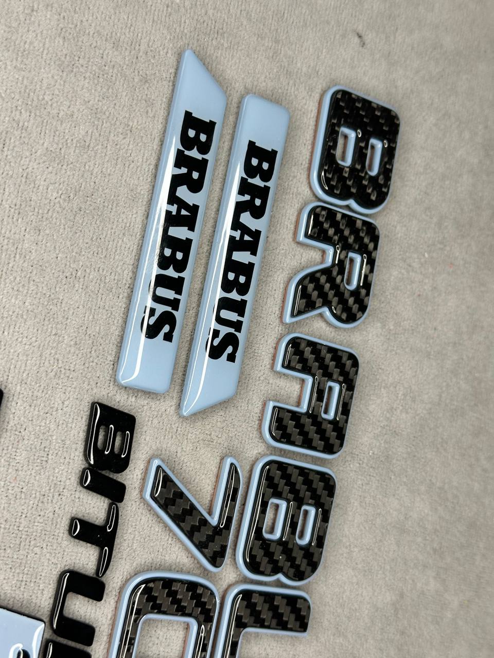 Brabus 700 Style Light Blue Metal with Carbon Badges Emblems Set for Mercedes-Benz W465 W463 W463A G Wagon