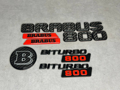 Brabus 800 Style Black Red Carbon Badges Emblems Set for Mercedes-Benz W463 W463A W465 G Wagon