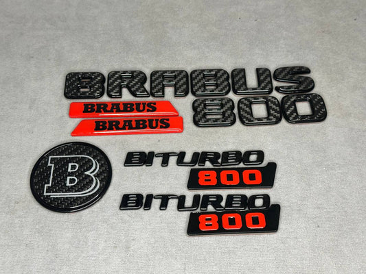 Brabus 800 Style Black Red Carbon Badges Emblems Set for Mercedes-Benz W463 W463A W465 G Wagon