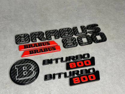 Brabus 800 Style Black Red Carbon Badges Emblems Set for Mercedes-Benz W463 W463A W465 G Wagon