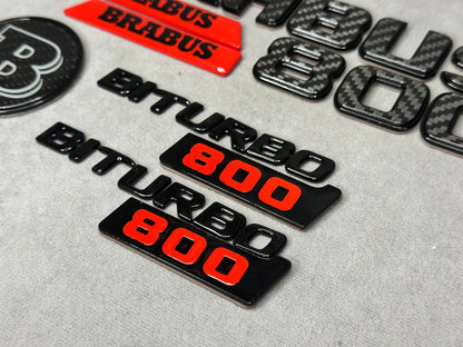 Brabus 800 Style Black Red Carbon Badges Emblems Set for Mercedes-Benz W463 W463A W465 G Wagon