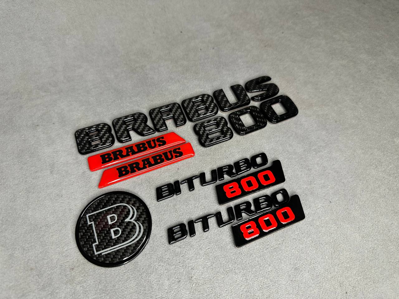 Brabus 800 Style Black Red Carbon Badges Emblems Set for Mercedes-Benz W463 W463A W465 G Wagon
