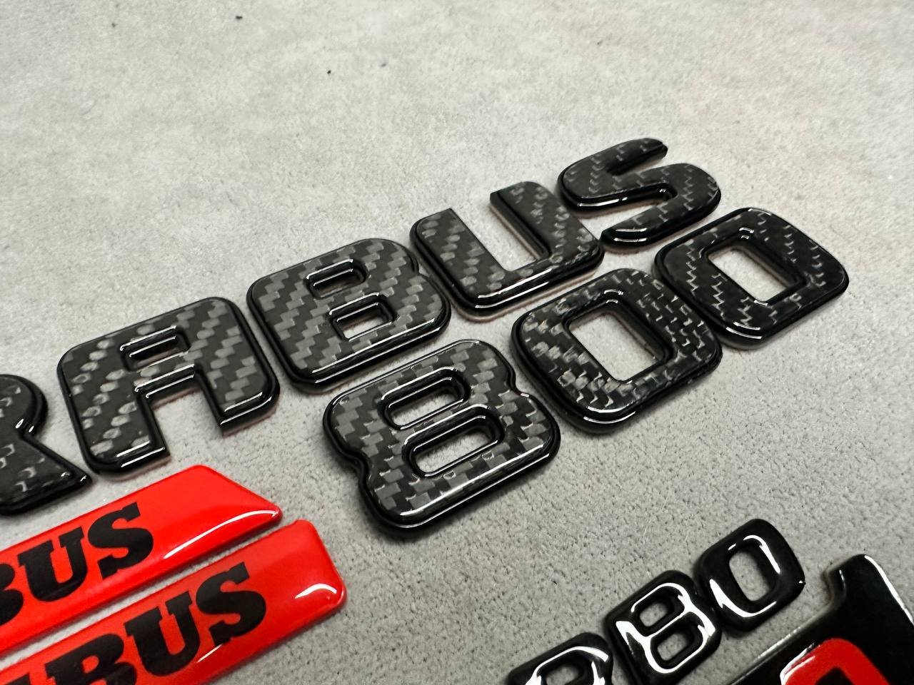 Brabus 800 Style Black Red Carbon Badges Emblems Set for Mercedes-Benz W463 W463A W465 G Wagon