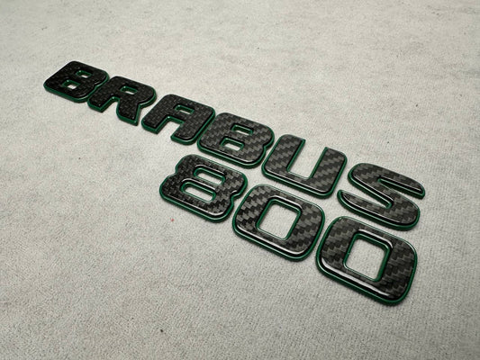 Brabus 800 Style Green Metal with Carbon Badges Emblems Set for Mercedes-Benz W463 W463A W464 G Wagon