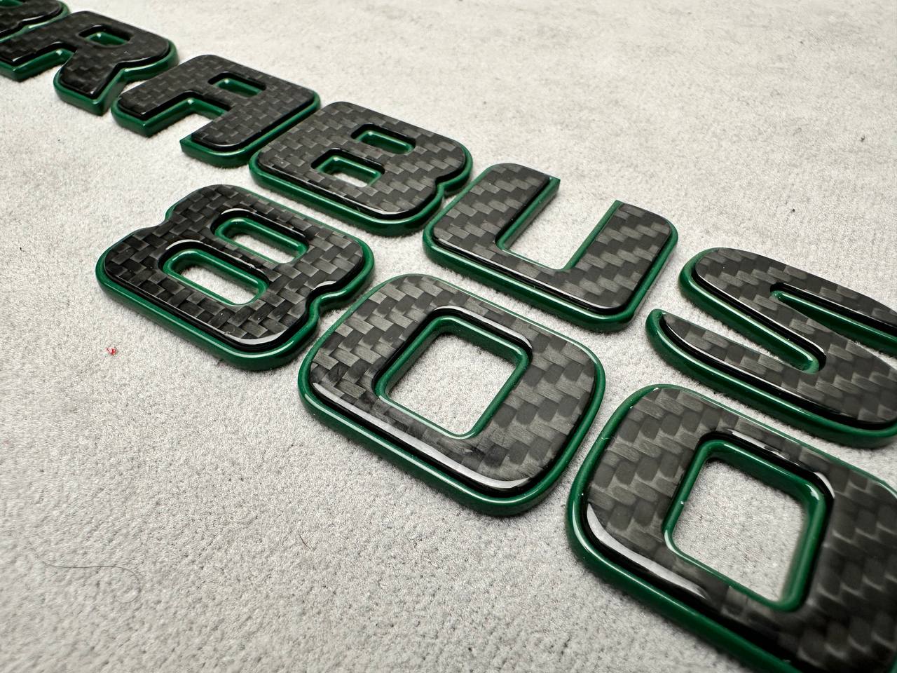 Brabus 800 Style Green Metal with Carbon Badges Emblems Set for Mercedes-Benz W463 W463A W464 G Wagon