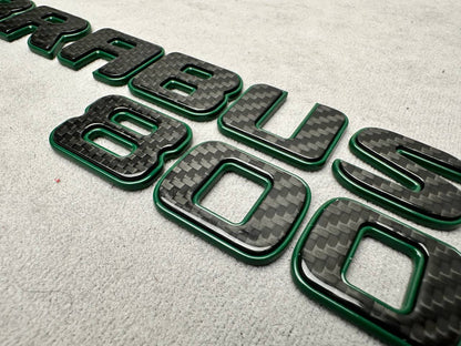 Brabus 800 Style Green Metal with Carbon Badges Emblems Set for Mercedes-Benz W463 W463A W464 G Wagon