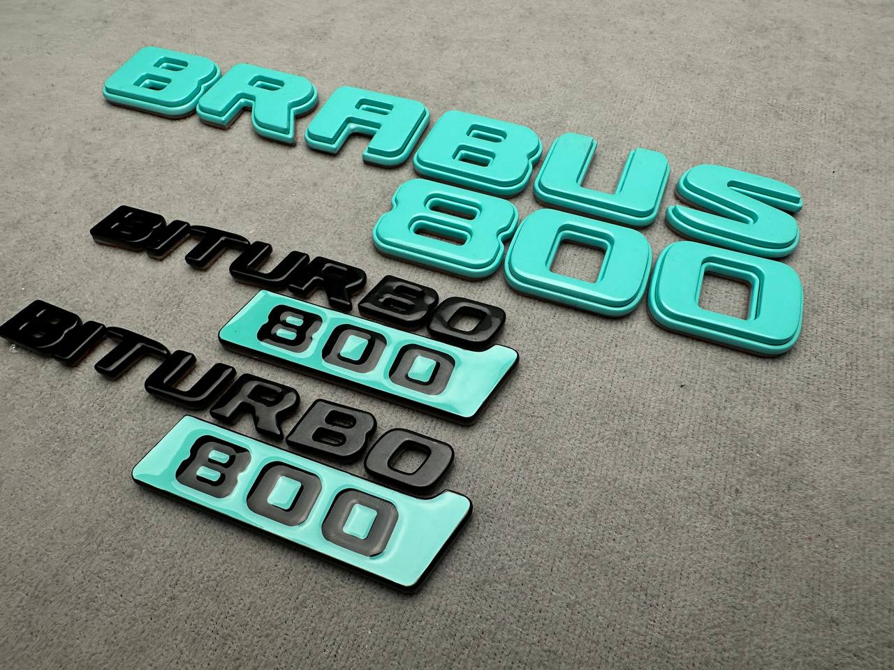 Brabus 800 Style Tiffany Blue Badges Biturbo 800 Emblems Set for Mercedes-Benz W463 W463A W464 G Wagon